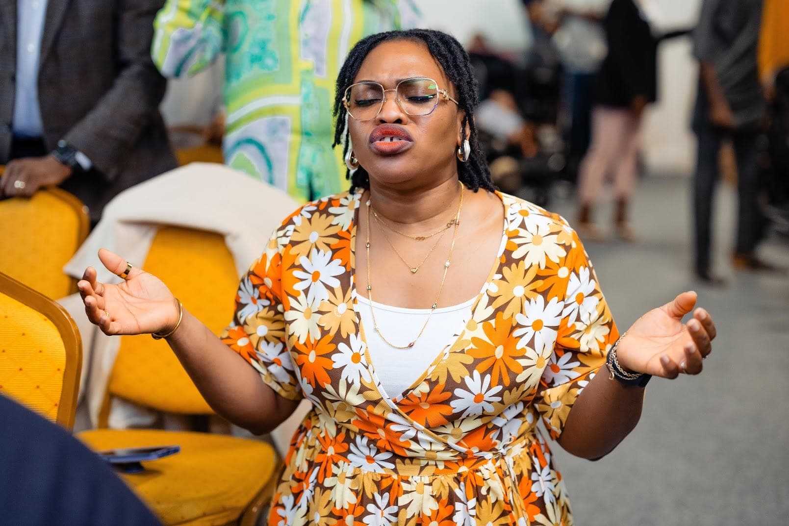 A woman worshipping